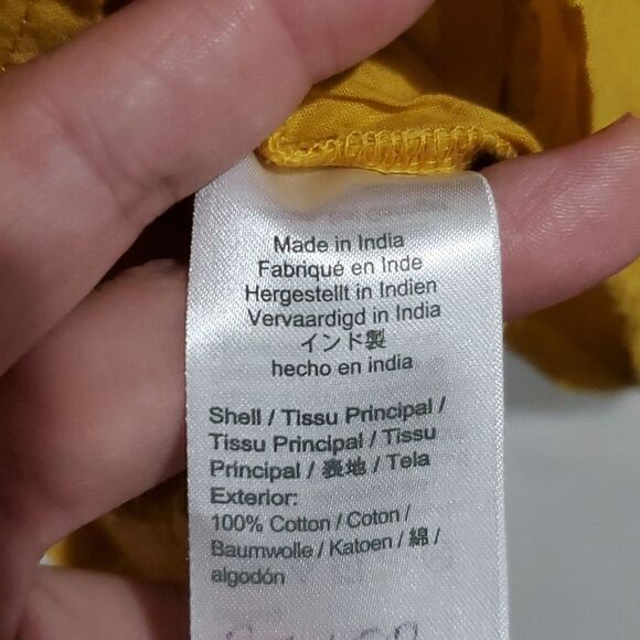 J. Crew Mustard Eyelet Long Sleeve Mock Neck Ruffled Top Size XS - Picture 12 of 13